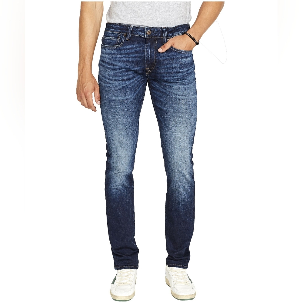 Buffalo David Bitton Ash Slim Leg Stretch Denim Jeans Whiskered Indigo 32x32 NWT